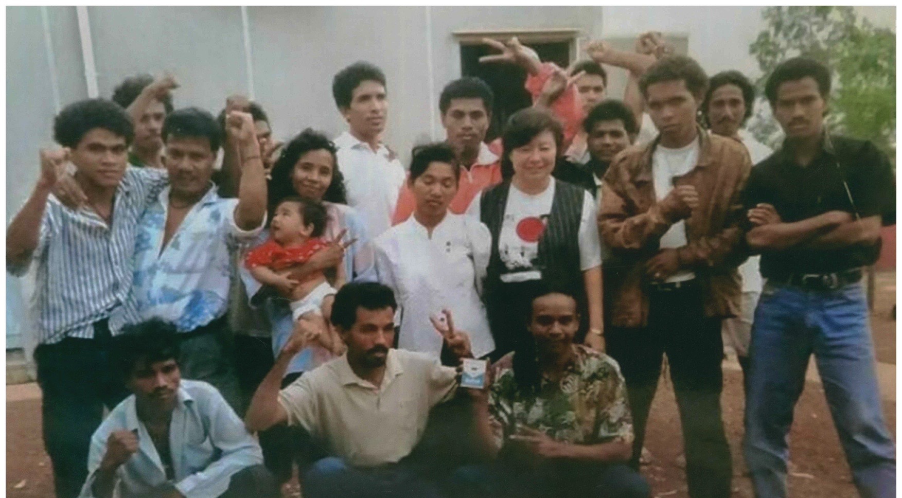 The group of eighteen with their interpreters at the Curtin Detention Centre, 1995 - Credit: Odete Pinto